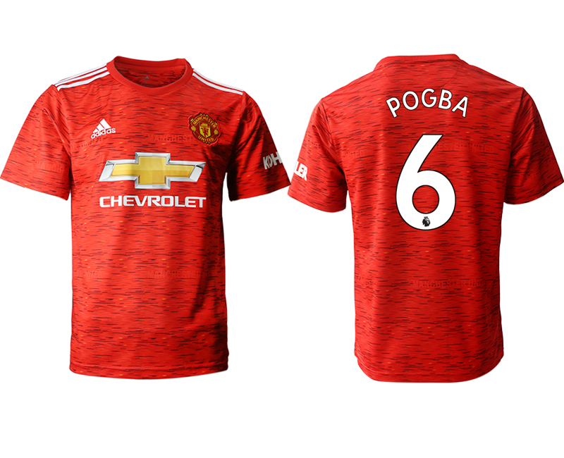 Men 2020-2021 club Manchester United home aaa version #6 red Soccer Jerseys